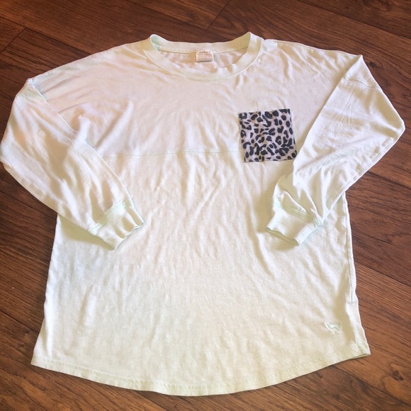 PINK Victoria's Secret Tops - PINK Long Sleeve Leopard Pocket Shirt